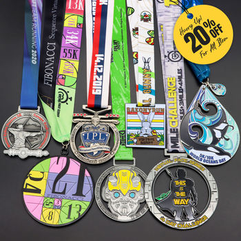 Irregular silve frosted medal